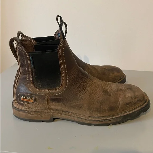 Ariat Work waterproof Oil Resistant Distressed Brown Leather Boots sz. 9.5 EE - Picture 4 of 8